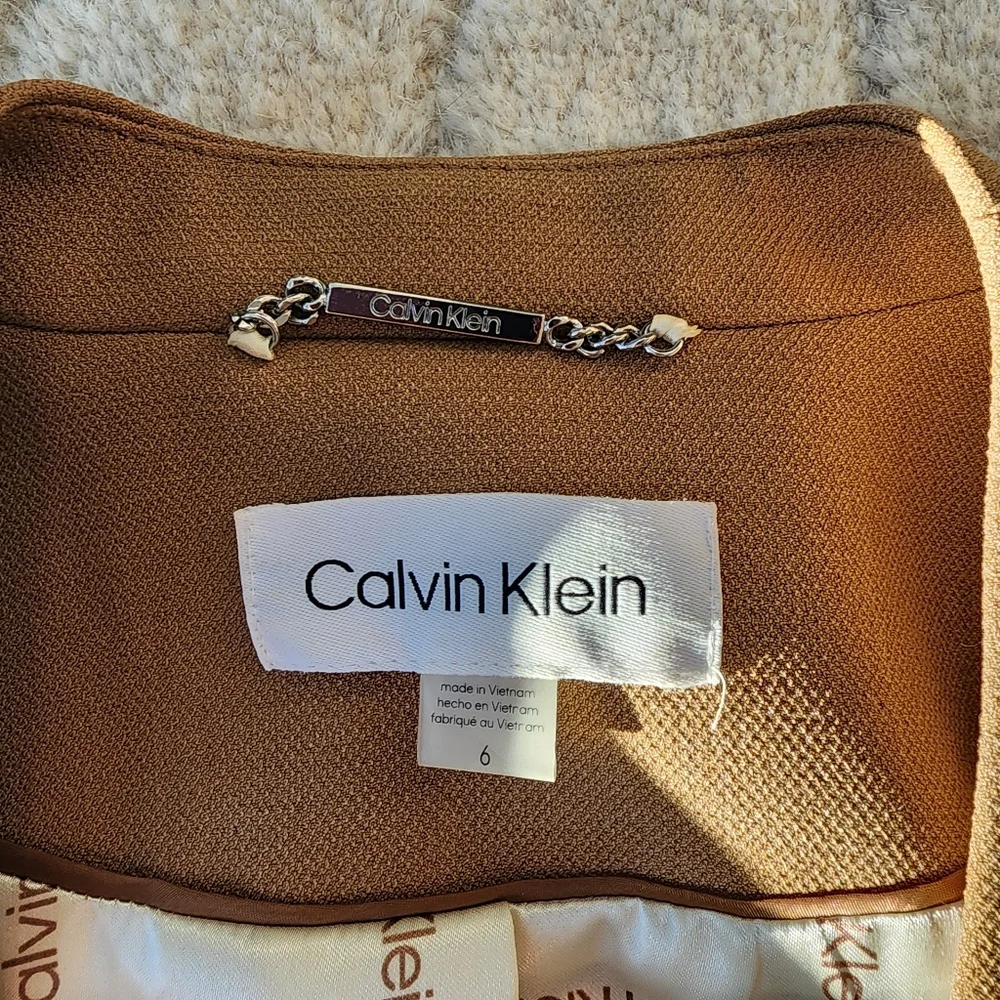 Calvin Klein Long Roll-Tab Sleeve Open Front Jacket EUC - Picture 4 of 9